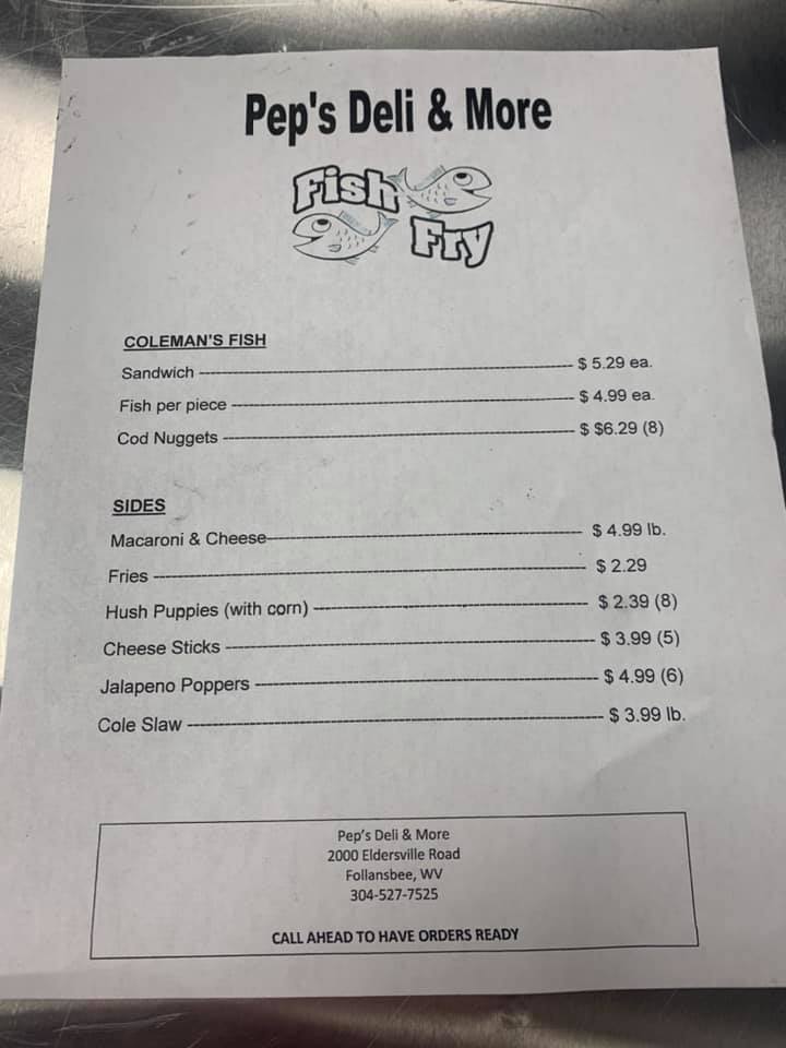 Pep's Deli and More Menu
