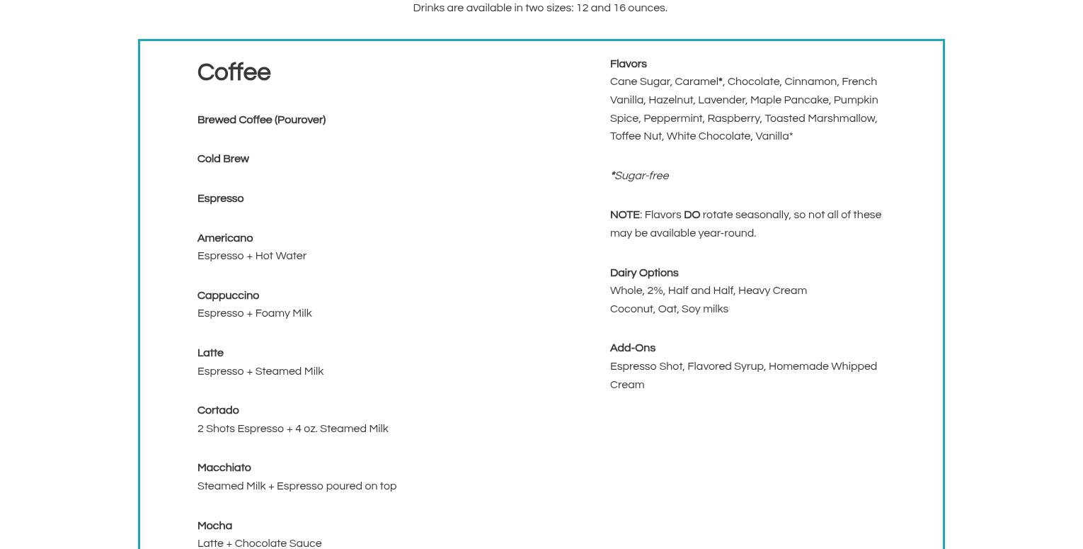 Cicada Books & Coffee Menu