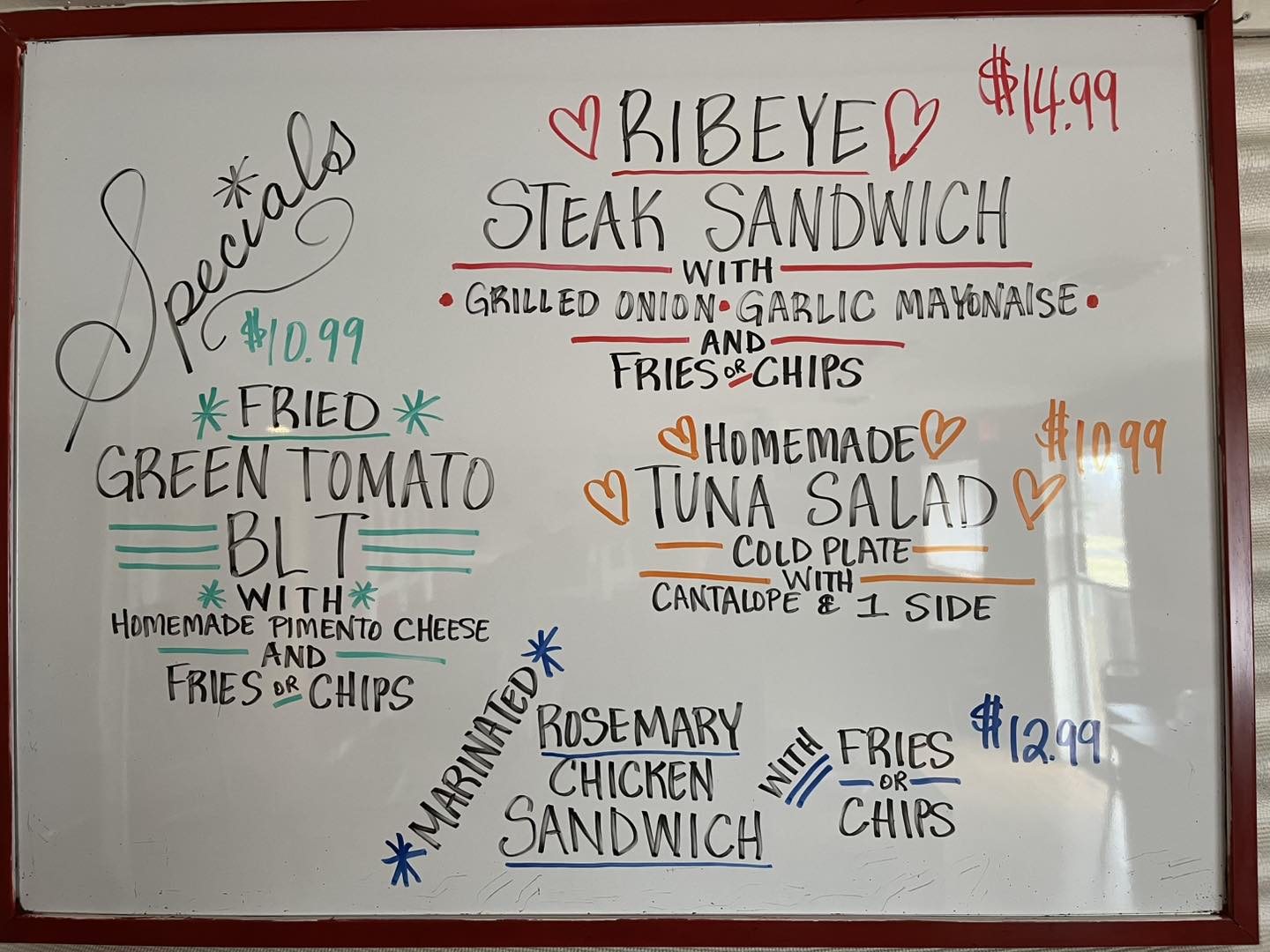 Me Maw's Cafe Menu