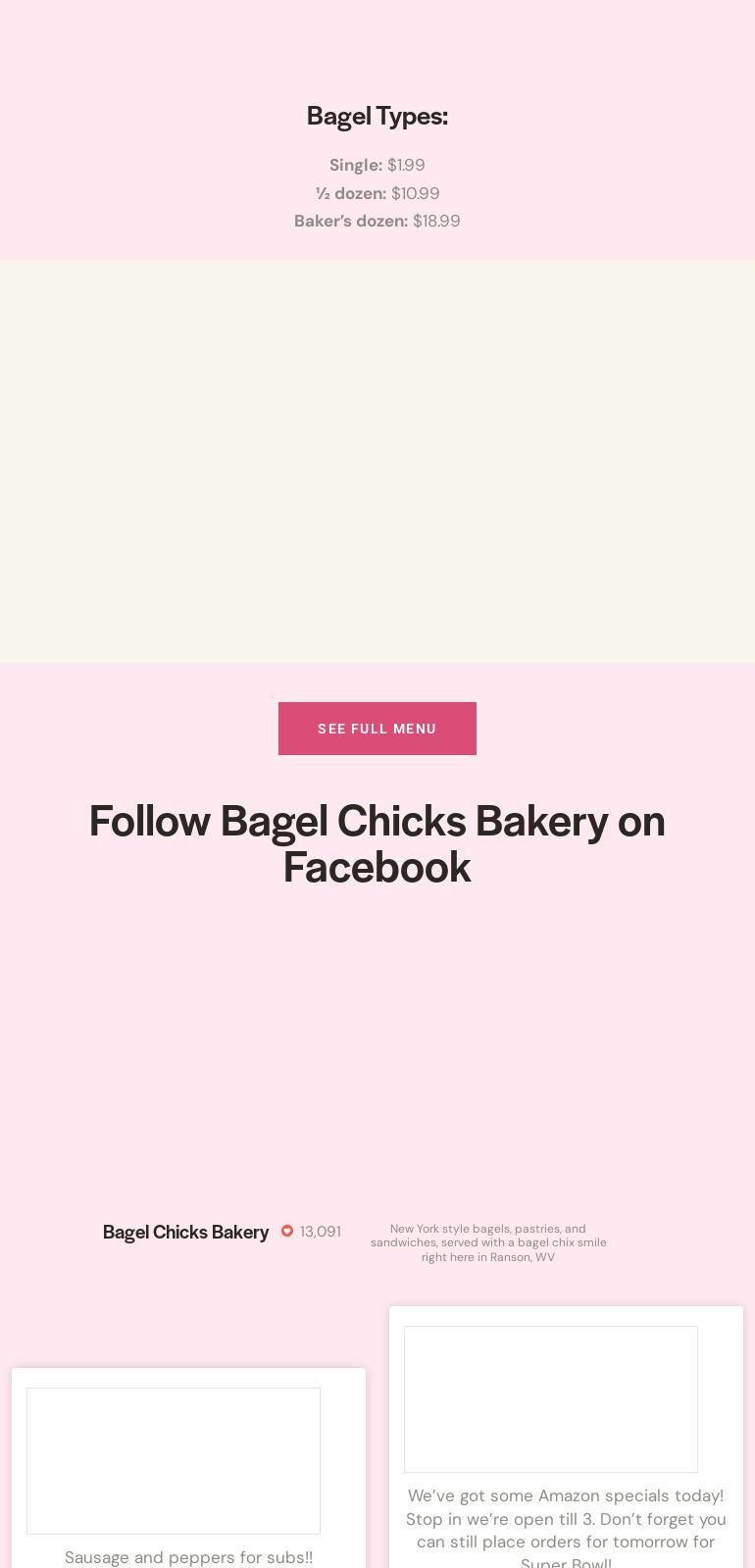 Bagel Chicks Bakery Menu