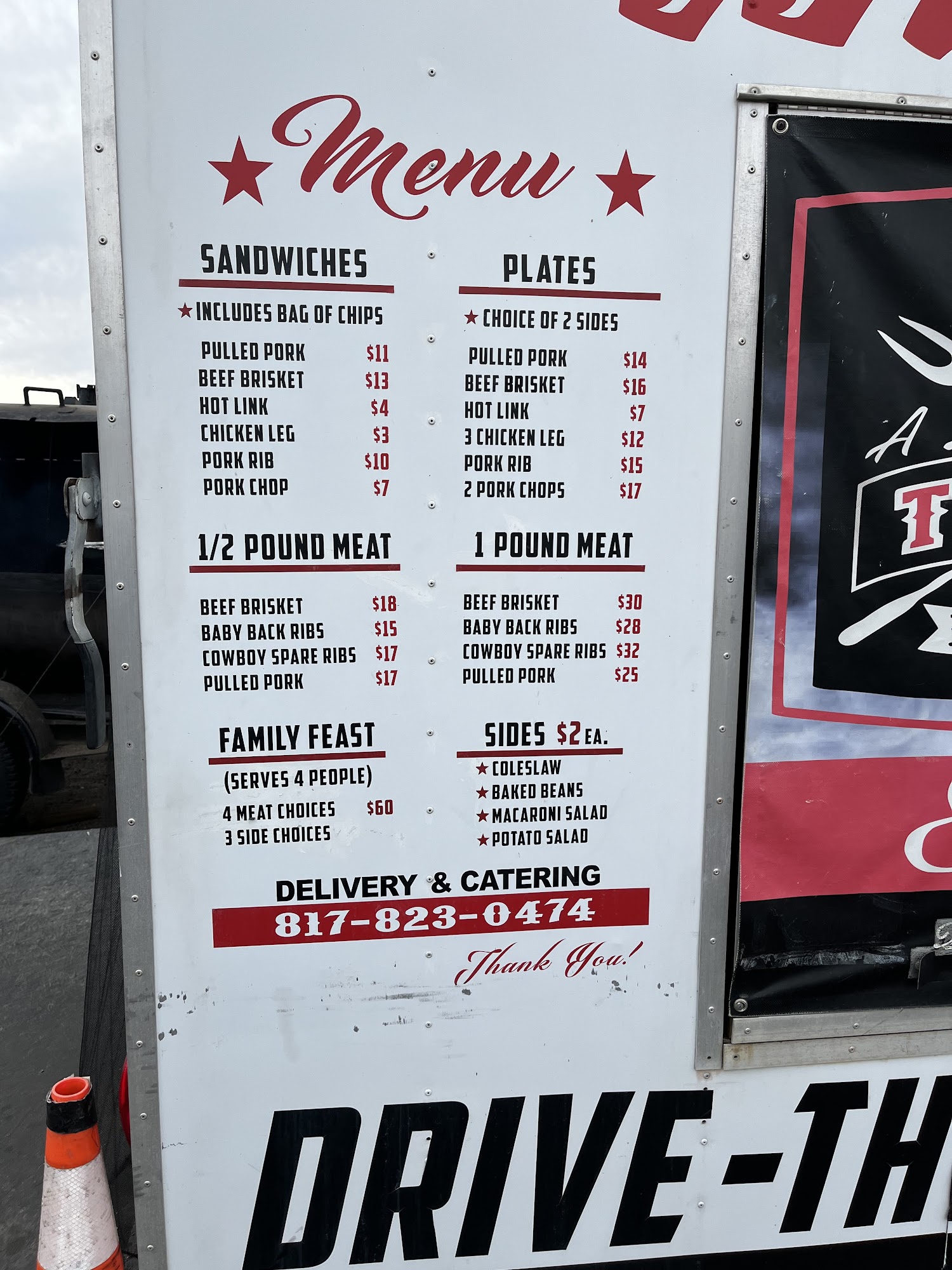 A Little Taste of Texas Menu