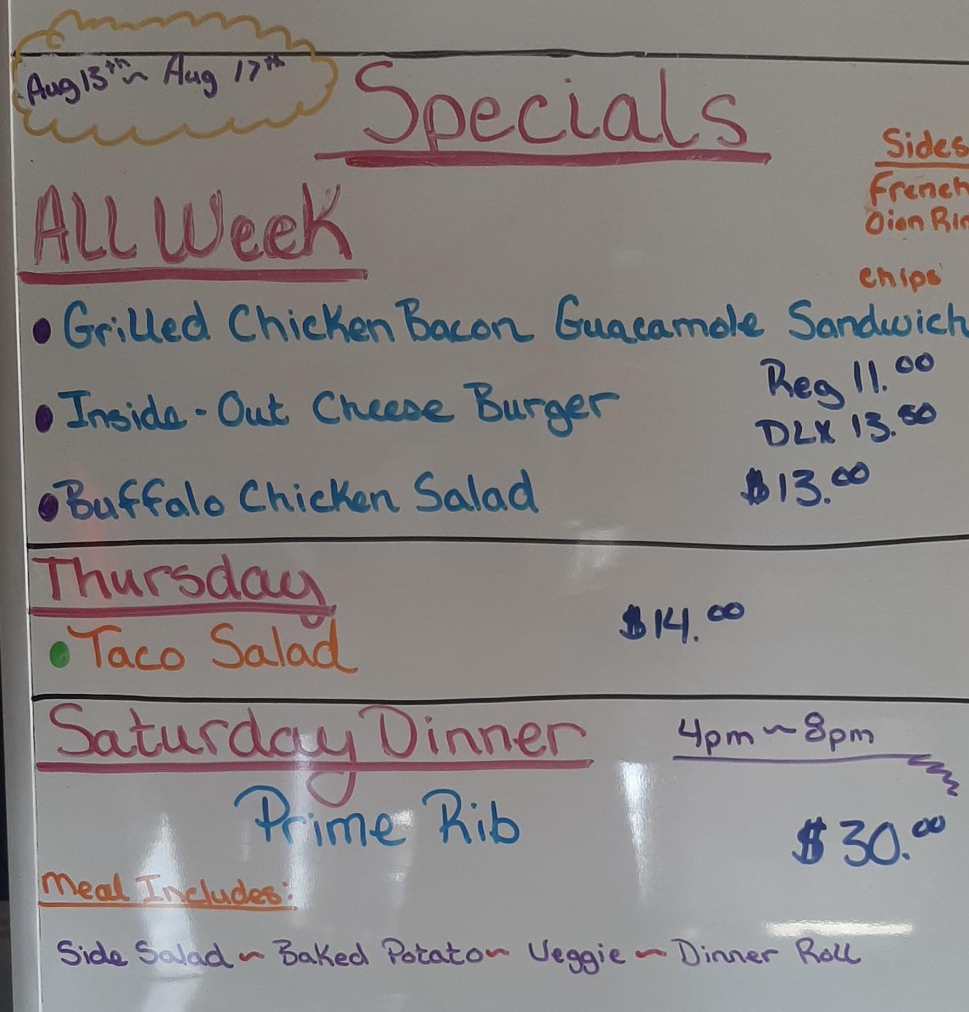 Crazy Cook Shack Menu